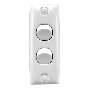 Standard Series, Flush Switch, 2 Gang, 250VAC, 10A, Architrave