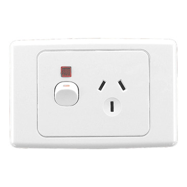 2000 Series, Single Switch Socket Outlet, 250V, 10A, Indicator