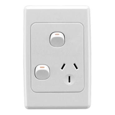 2000 Series, Switched Socket Outlet, Single, 250V, 10A, Vertical, Removable Extra Switch