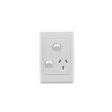 2000 Series, Single Switch Socket Outlet 250V, 10A, Vertical, Removable Extra Switch