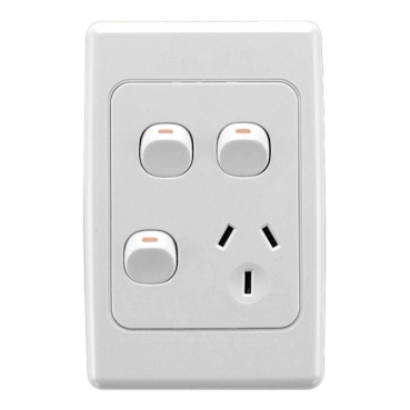 2000 Series, Single Switch Socket Outlet, 250V, 10A, Vertical, 2 Removable Switch