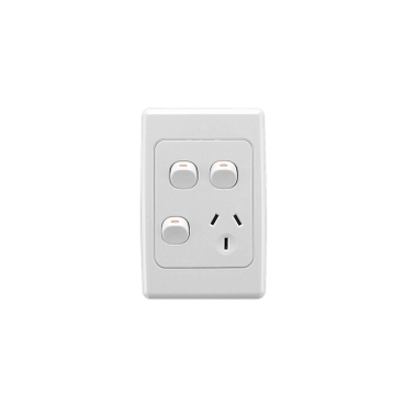 Clipsal 2000 Series Single Switch Socket Outlet 250V, 10A, Vertical, 2 Removable Switch