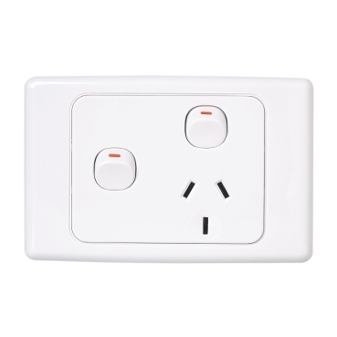 2000 Series, Single Switch Socket Outlet 250V, 10A, Removable Extra Switch