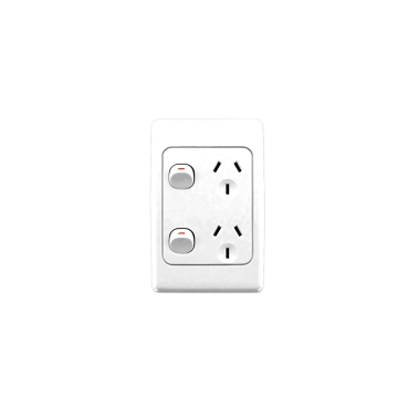 Clipsal 2000 Series Switched Socket Twin Vertical 10A, Shutter