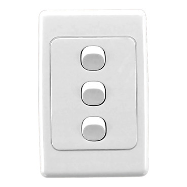 2000 Series, Flush Switch, 3 Gang, 250VAC, 10A, Standard, Vertical