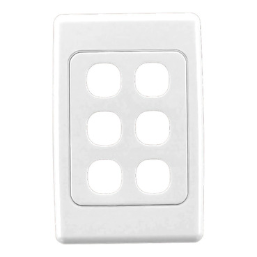 Clipsal 2000 Series Flush Surround And Grid Plate 6 Gang, Vertical/Horizontal Mount, Standard Size