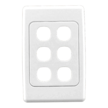 2000 Series, Flush Surround And Grid Plate, 6 Gang, Vertical/Horizontal Mount, Standard Size