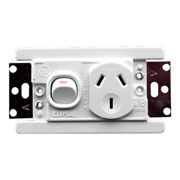 Metal Plate Series, Single Switch Socket Outlet Mechanism, 250V, 10A, A Style Deep Curved Plate