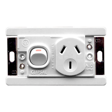 Single Switch Socket Outlet Mechanism, 250V, 10A, B Style, Flat Plate, Vertical
