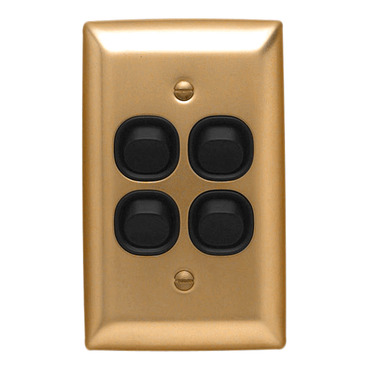 Flush Switch 4 Gang, 250VAC, 10A, Metal Plate Range, A Style, Standard, Vertical
