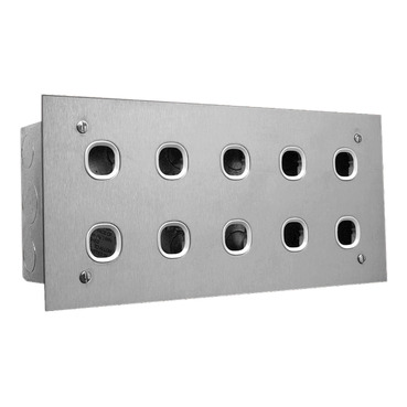 Switch Plate, 10 Gang, Stainless Steel, 2 Rows Of 5