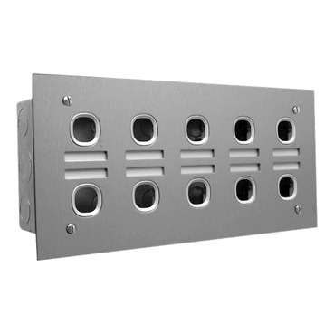 Metal Plate Series, Labelled Switch Plate, 10 Gang, Stainless Steel, 2 Rows Of 5