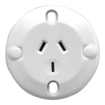 Single Socket Outlet, 250VAC, 10A, 3 PIN, Flush Mount, Suits Round Junction Box