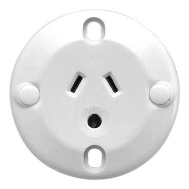 Standard Series, Single Socket Outlet, 250VAC, 10A, 3 PIN, Flush Mount, Round Earth Pin
