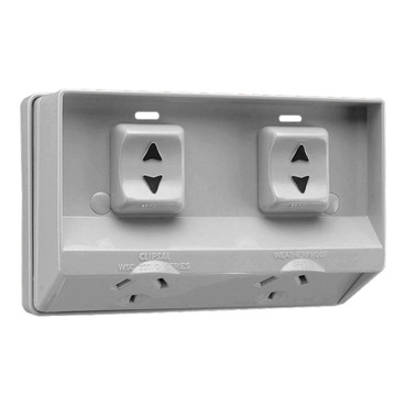 Socket Outlets, Weather Protected, IP53, Double, 250V, 15A
