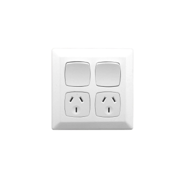 Prestige Series, Twin Switch Socket Outlet, 250V, 10A, Vertical, Large Format Size