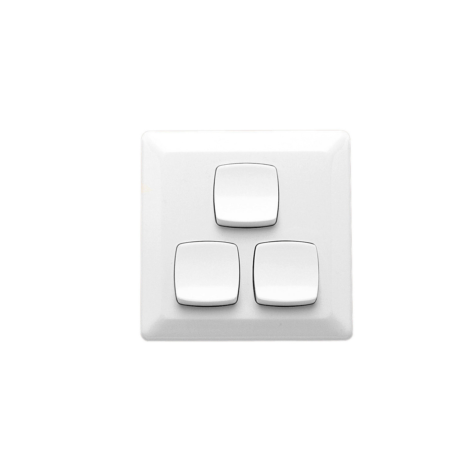 Switches Large Format Size, 116 x 116mm, 250V, 10A, 3 Gang