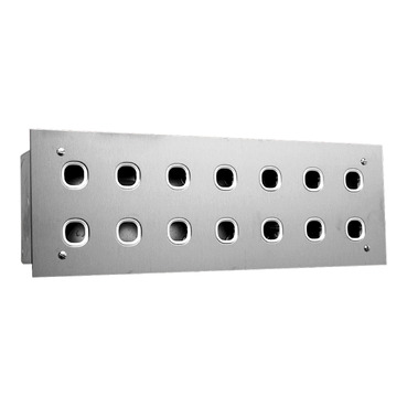 Metal Plate Series, Switch Plate, 14 Gang, Stainless Steel, 2 Rows Of 7
