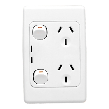 Clipsal 2000 Series Twin Switch Socket Outlet 250V, 10A, Vertical, Indicator