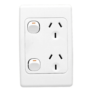2000 Series, Twin Switch Socket Outlet, 250V, 10A, Vertical, Standard Size