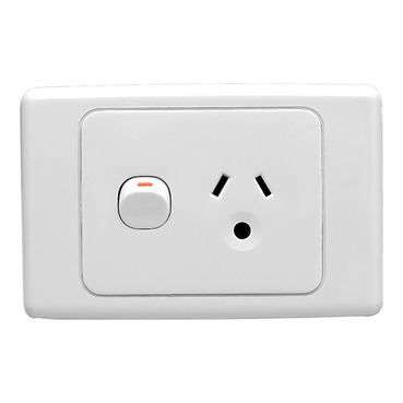 2000 Series, Single Switch Socket Outlet, 250V, 10A, Round Earth PIN For Lighting