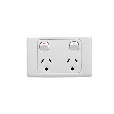 Clipsal 2000 Series Twin Switch Socket Outlet 250V, 10A, Round Earth Pin