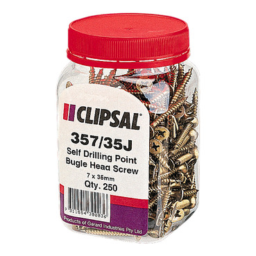 Clipsal - General Accessories, Screws, Bugle Head, Self Drilling Point, 7 X 35mm, Jar 250