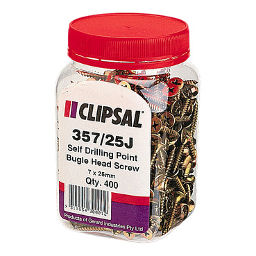 Clipsal - General Accessories, Bugle Head, Self Drilling Point, 7 X 25mm, Jar 400