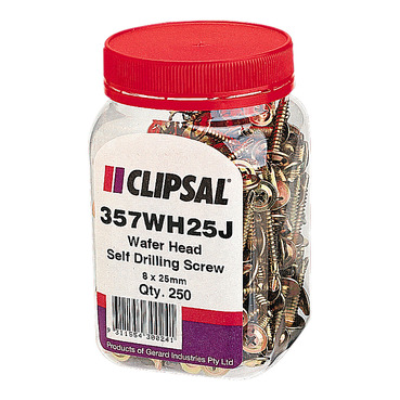 Clipsal - General Accessories, Screws, Washer Head, Self Drilling, 8 X 25mm, Jar 250