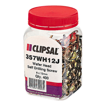 Clipsal - General Accessories, Screws, Washer Head, Self Drilling, 8 X 12mm, Jar 400