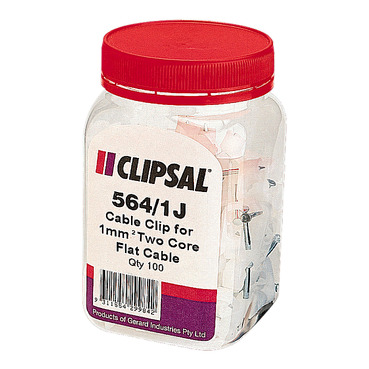 Clipsal - General Accessories, Cable Clip To Suit 2.5mm² And 4mm², Flat Cable, Jar Of 100