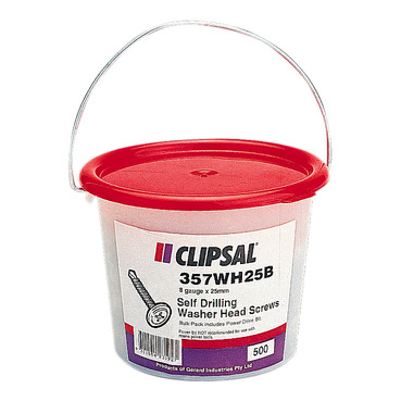 Clipsal - General Accessories, Screws, Washer Head, Self Drilling, 8 X 25mm, Bucket 500
