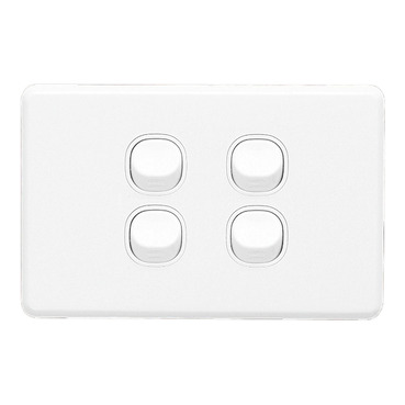 Classic C2000 Series, Flush Switch, 4 Gang, 250VAC, 10A, Standard, Horizontal