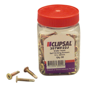 Clipsal - General Accessories, Screws, Wafer Head, Self Drilling, 10 X 22mm, Jar 90