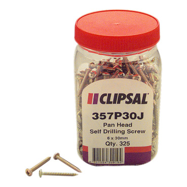 Clipsal - General Accessories, Screws, Pan Head, Self Drilling Point, 6 X 30mm, Jar 325