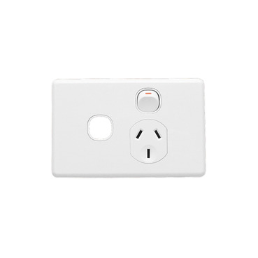 Clipsal C2000 Series Single Switch Socket Outlet Classic, 250V, 10A, Removable Extra Switch Aperture