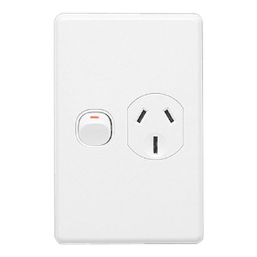 Clipsal C2000 Series Single Switch Socket Outlet Classic, 250V, 15A, Vertical