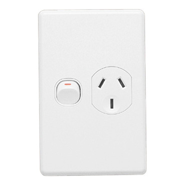 Classic C2000 Series, Single Switch Socket Outlet, Classic, 250V, 10A, Vertical, 2 Pole