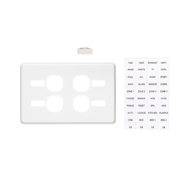 Clipsal C2000 Series Switch Plate Cover 4 Gang, Horizontal Mount, With ID Window