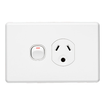 Clipsal C2000 Series Single Switch Socket Outlet Classic, 250V, 10A, Round Earth Pin