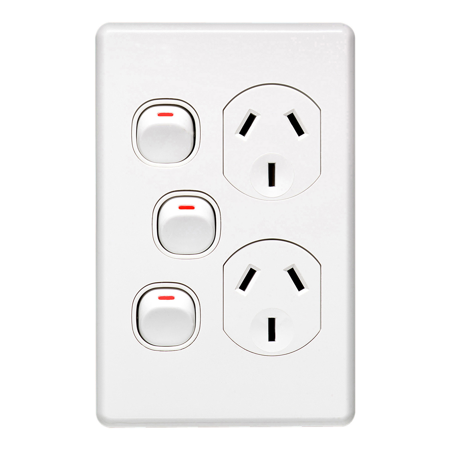 Socket Outlets Switch Double Vertical, 250V, 10A, Extra Switch