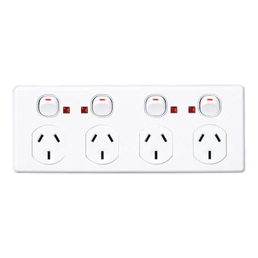 Clipsal C2000 Series Quad Switch Socket Outlet Classic, 250V, 10A, 2 Pole