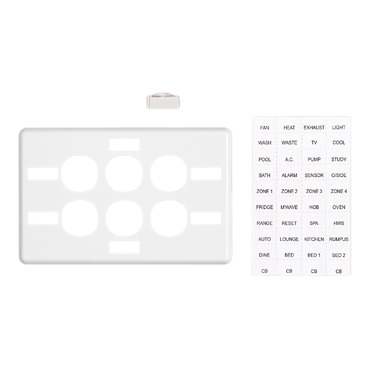 Clipsal C2000 Series Switch Plate Cover 6 Gang, Metal Finish, Horizontal Mount, With ID Window
