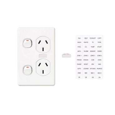 Clipsal C2000 Series Twin Switch Socket Outlet Classic, 250V, 10A, Vertical, Circuit Identification