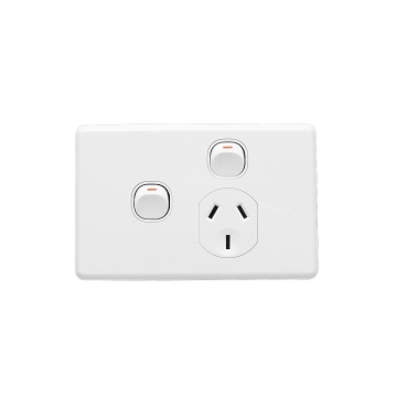 Clipsal C2000 Series Single Switch Socket Outlet Classic, 250V, 10A, Removable Extra Switch