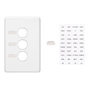 Clipsal C2000 Series Switch Grid Plate And Cover 3 Gang, Less Mechanism, Circuit Identification
