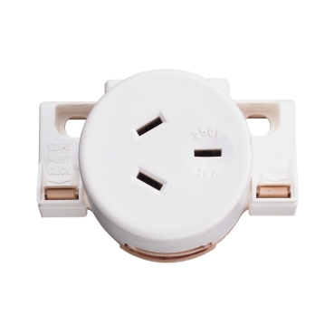 Standard Series, Single Socket Outlet, 250VAC, 10A, 3 PIN, Quick Connect, Surface Mount