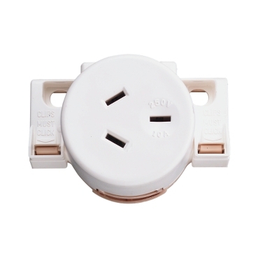 Single Socket Outlet, 250VAC, 10A, 3 PIN, Quick Connect, Surface Mount