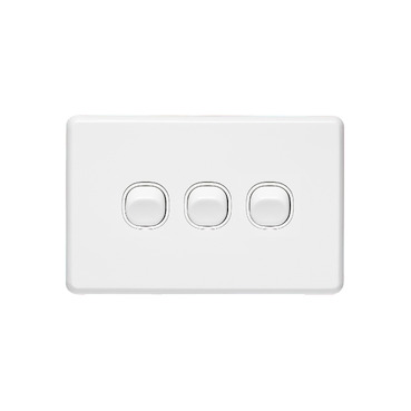 Classic C2000 Series, Flush Switch, 3 Gang, 250VAC, 10A, Standard, Horizontal