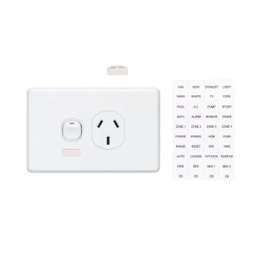 Clipsal C2000 Series Single Switch Socket Outlet Classic, 250V, 10A, Circuit Identification